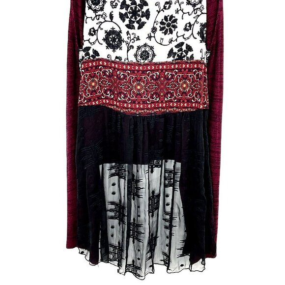 John Mark Cardigan Women L Multi-Color Patchwork Floral Draped Tunic Hippie BOHO - Picture 7 of 11